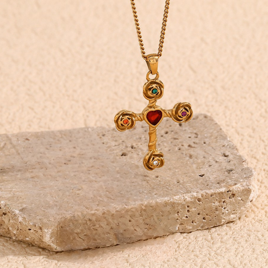 Rose Garden Cross Necklace