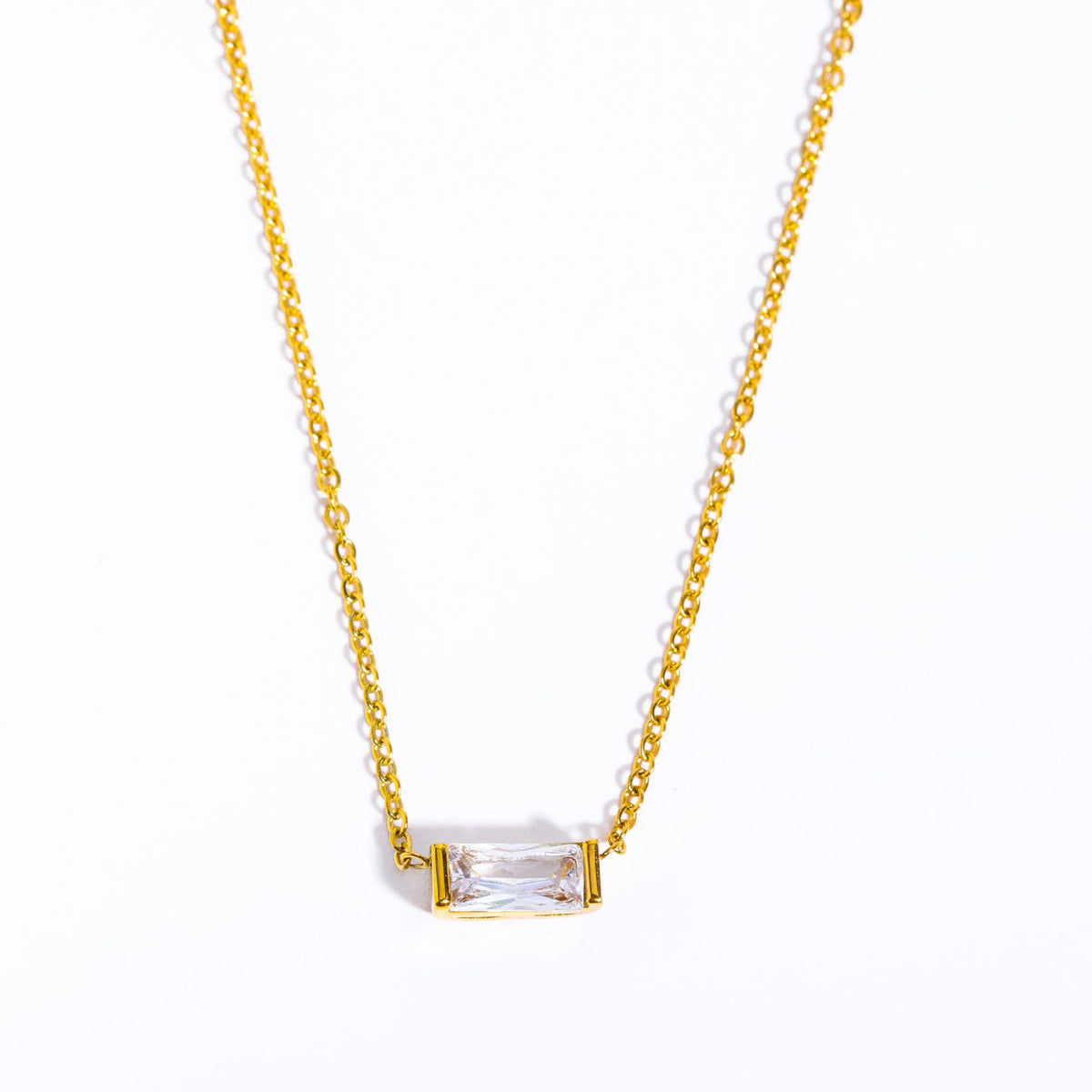 April Birthstone Baguette Necklace
