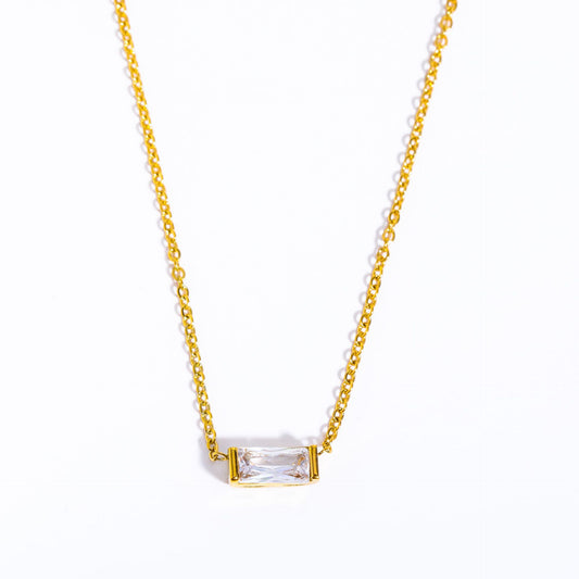 April Birthstone Baguette Necklace