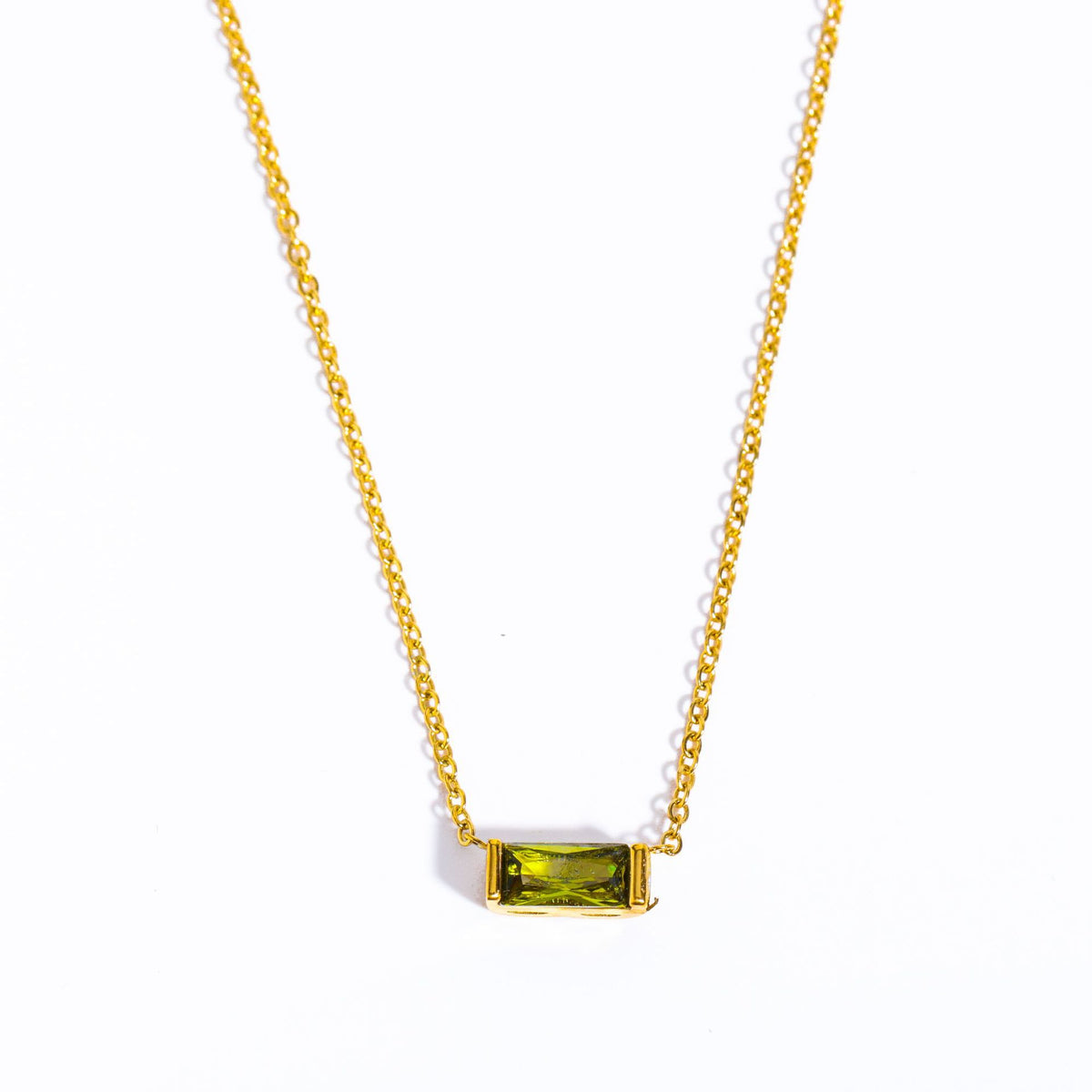 August Birthstone Baguette Necklace
