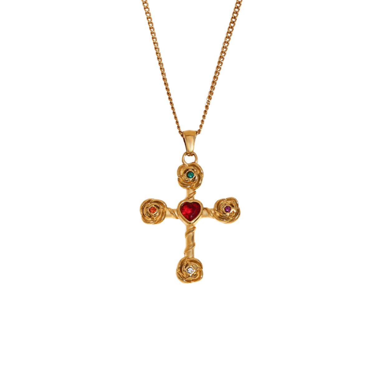 Rose Garden Cross Necklace