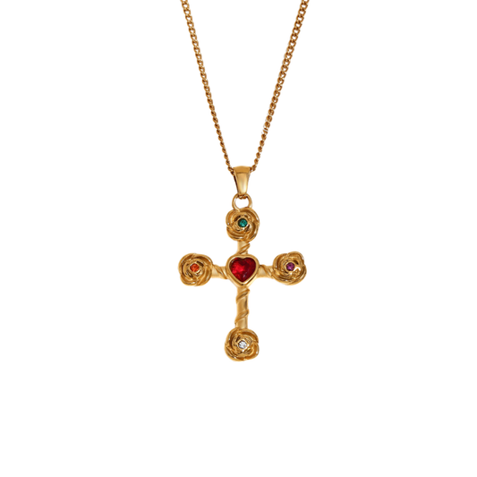 Rose Garden Cross Necklace