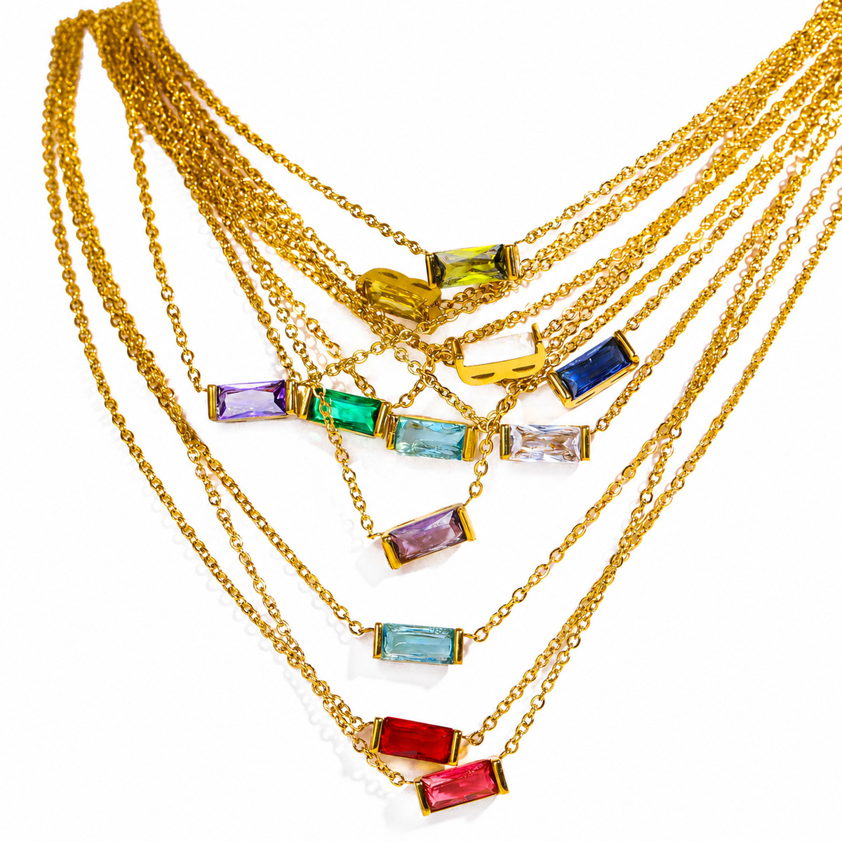 Birthstone Baguette Necklace
