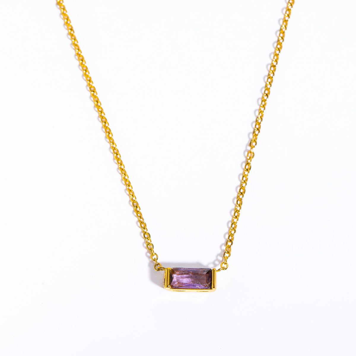 February Birthstone Baguette Necklace