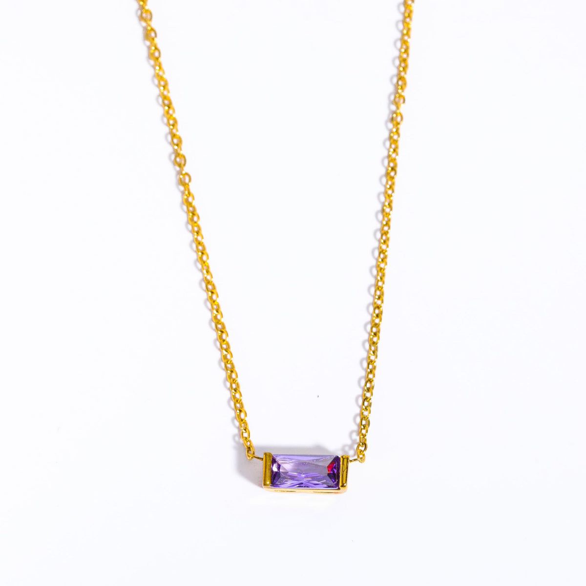 June Birthstone Baguette Necklace