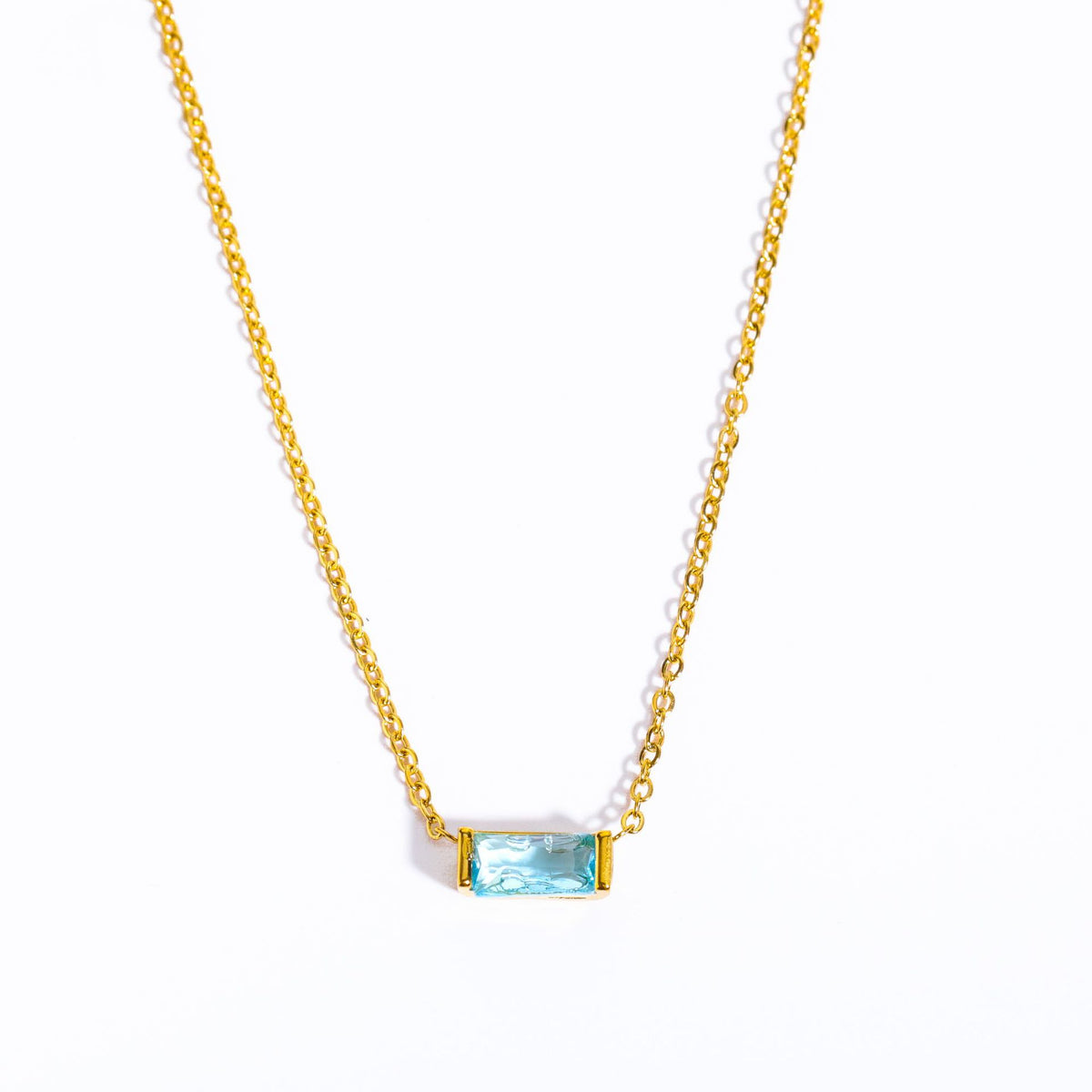 March Birthstone Baguette Necklace
