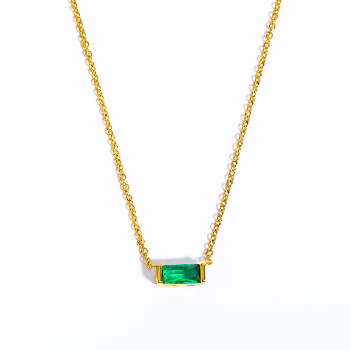 May Birthstone Baguette Necklace