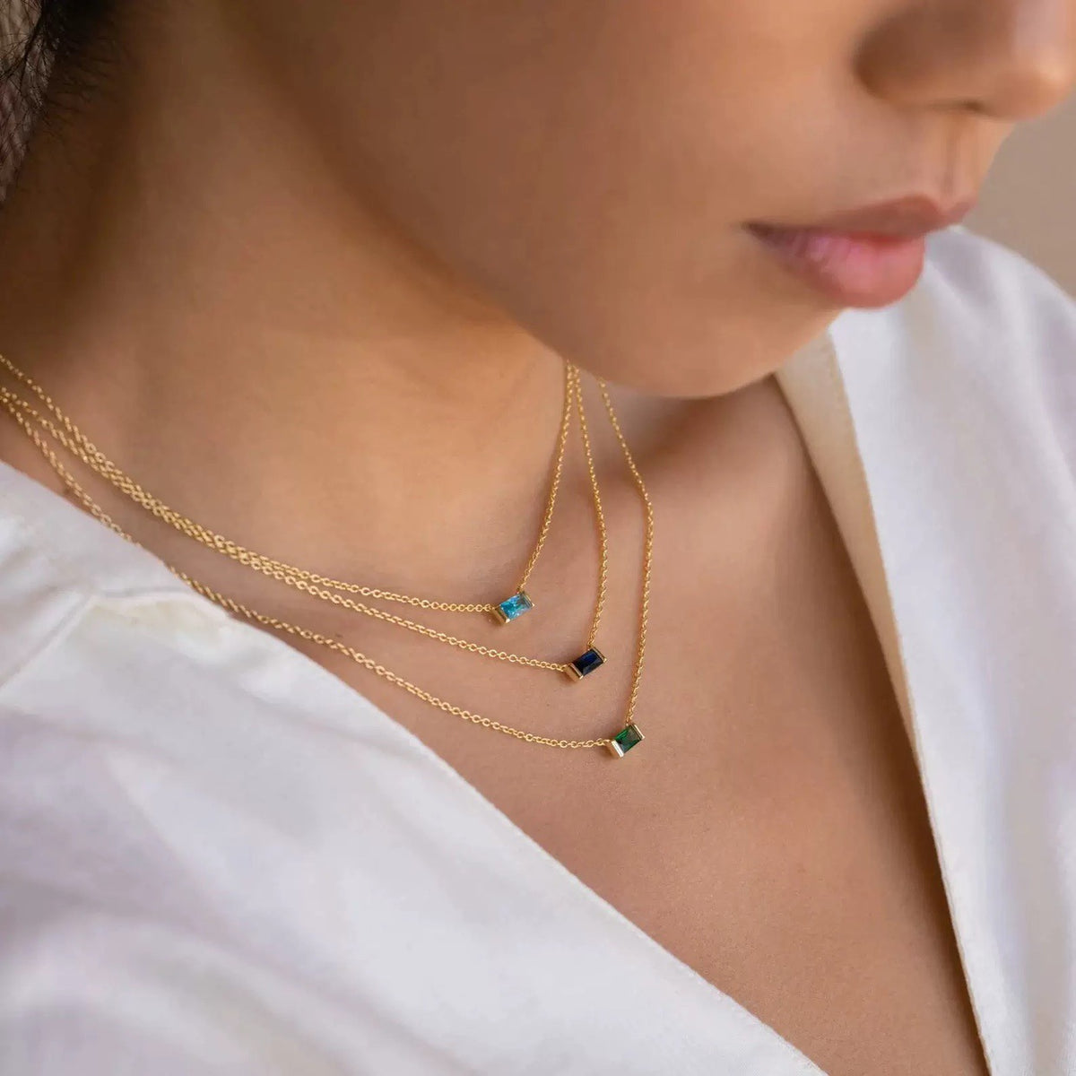 Birthstone Baguette Necklace