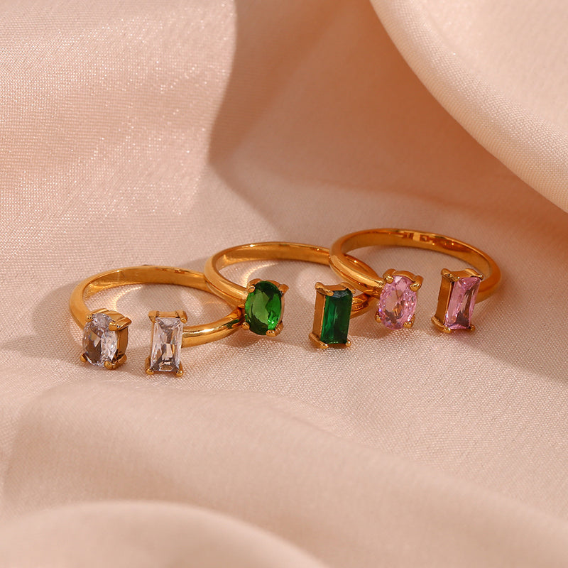 Minimalist Dual Zircon Open Ring
