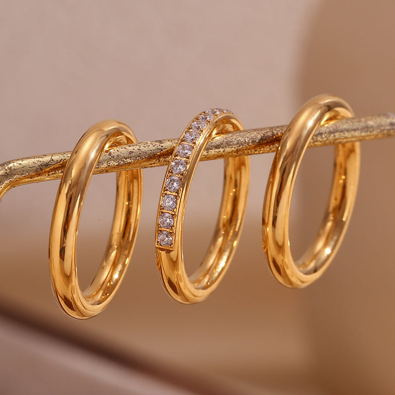 Trio of Elegance – Stacked Zircon Ring Set