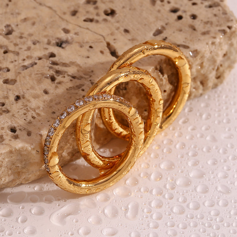 Trio of Elegance – Stacked Zircon Ring Set