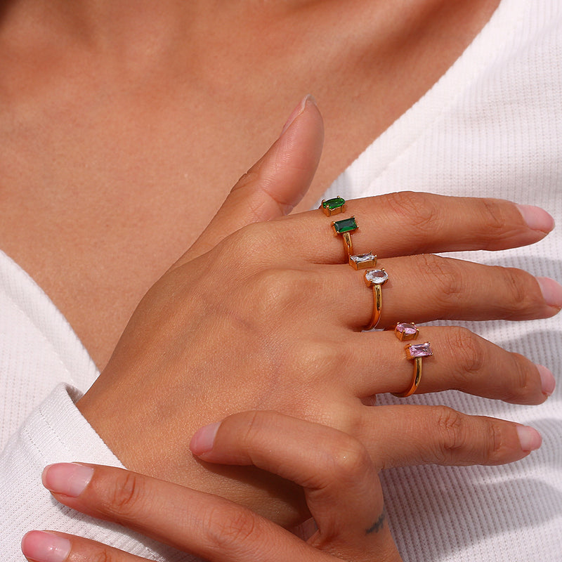 Minimalist Dual Zircon Open Ring