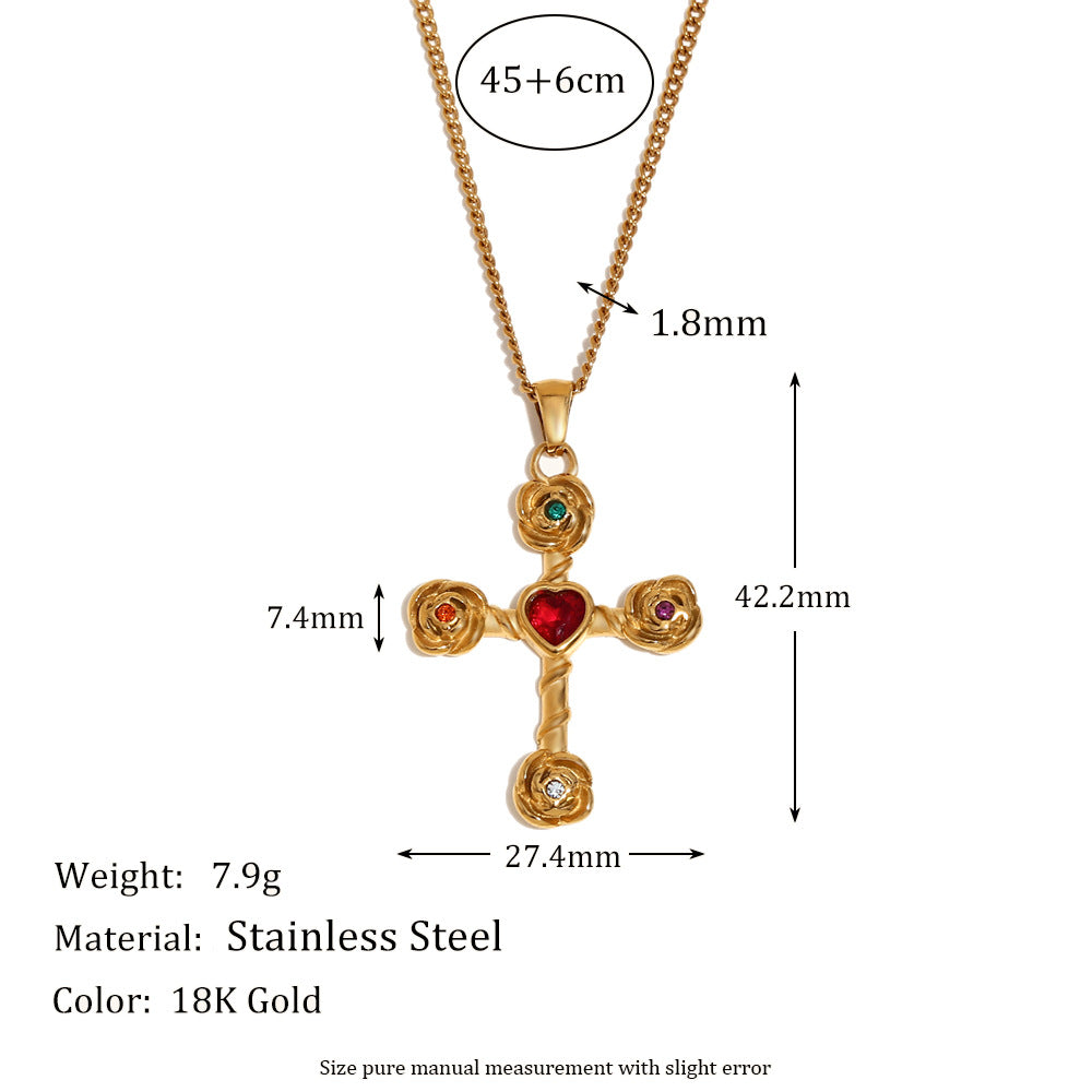 Rose Garden Cross Necklace