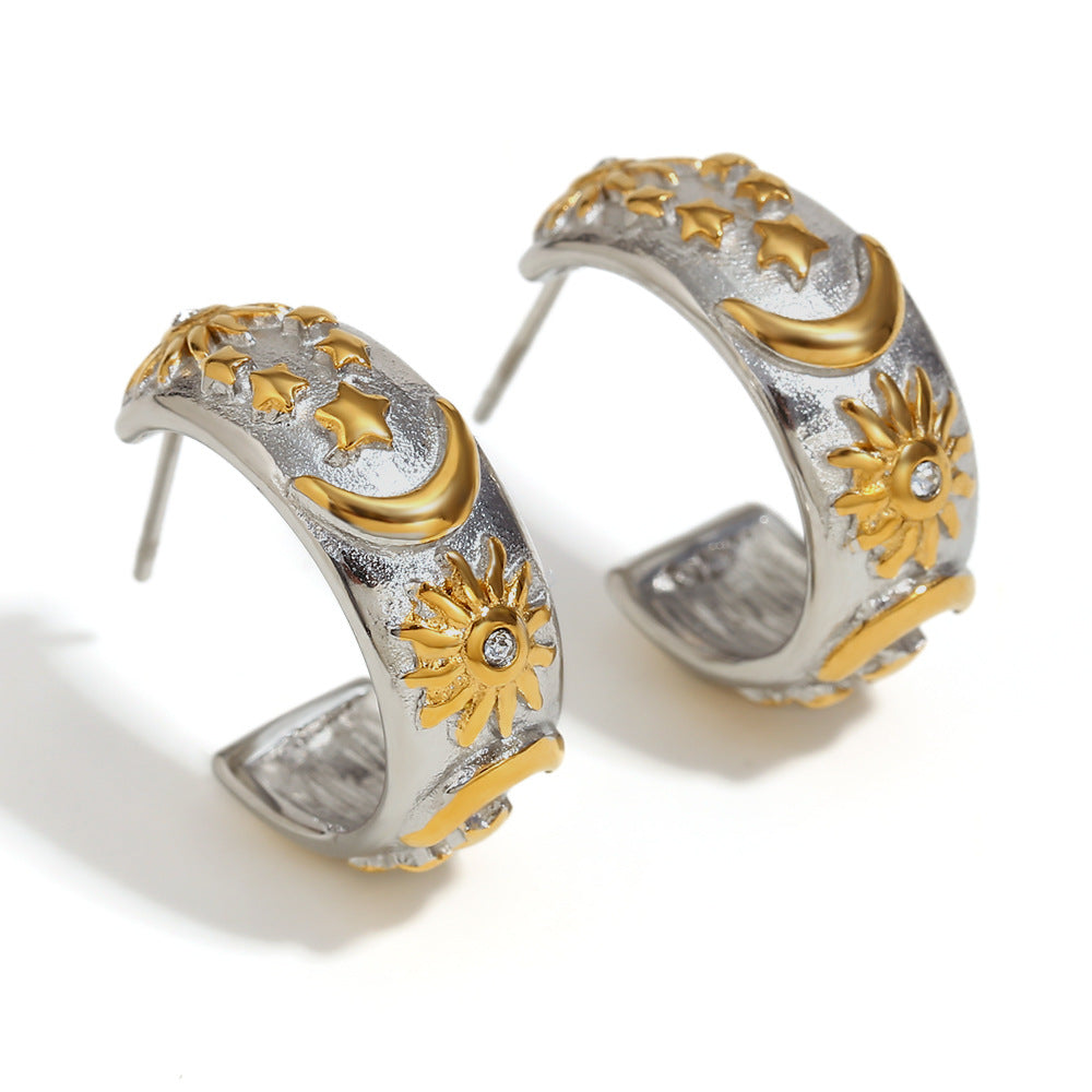 Celestial Star, Moon & Sun Hoop Earrings